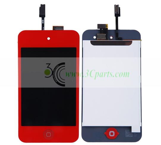 LCD Touch Digitizer Screen Assembly replacement Red for iPod Touch 4