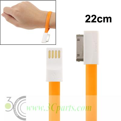 22cm Pure Color Noodle Bracelet Style Magnet USB to Dock Cable for iPhone 4 4S iPad iPod