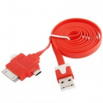 3 in 1 Two Color 8 Pin 30 Pin Micro 5 Pin Flat USB Charging Cable for iPhone 6 6+ iPhone 5