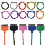 Colorful Nylon Netting 30 Pin USB Data Sync Charger Cable for iPhone 4 4S iPad 2 3 4 iPod