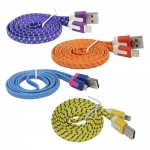 Colorful Nylon Netting Noodle Shape USB Data Sync Charger Cable for iPhone 5 5S 5C iPad 4 Mini​