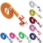 Colorful Nylon Netting Noodle Shape 30 Pin to USB Data Sync Charger Cable for iPhone 4