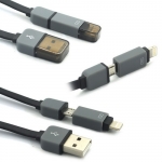 2 in 1 Micro USB and 8 Pin to USB Charge Sync Cable Flat Noodle Cord for iPhone 5