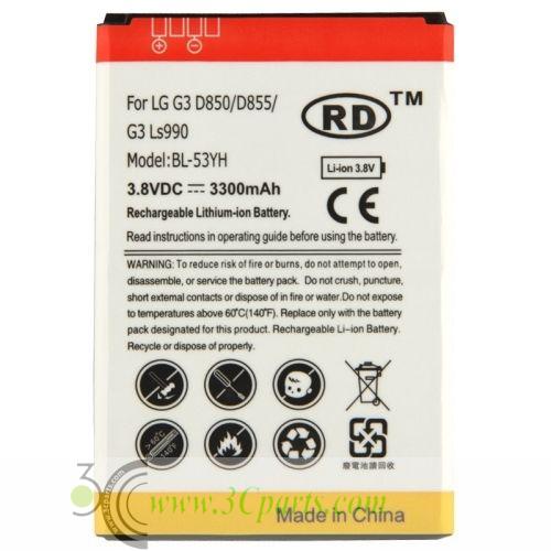 Battery BL-53YH replacement for LG G3 D855 D850 Ls990 3300mAh