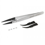 Jakemy JM-T10 Anti-Static Tweezers with Replaceable Heads Silver