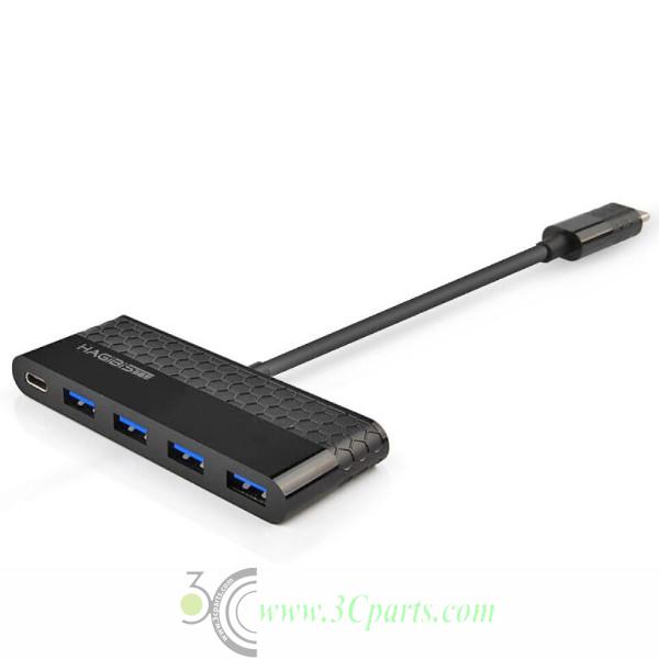 Type C to 4-Port USB 3.0 Hub with Power Supply for MacBook