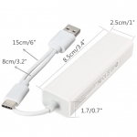 USB 3.1 Type-C to 3 Ports USB HUB + Ethernert Adapter for New Macbook & Chromebook