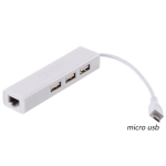Micro USB to Network LAN Adapter Ethernet RJ45 with 3 Port USB 2.0 HUB Adapter for Android Tablets Mac