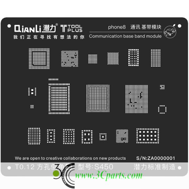 QianLi ToolPlus Communication Base Band BGA Reballing iBlack Black Stencil For 8G/X S450