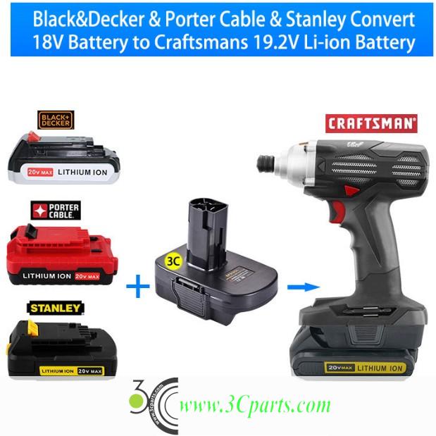 BPS18GL Battery Adapters Converter Suitable for Black&Decker & Porter Cable & Stanley Convert 18V Battery to Craftsmans